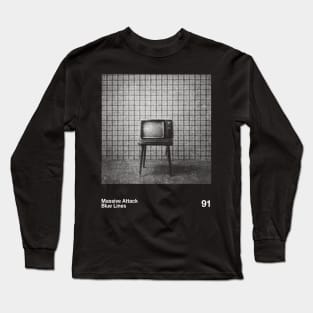 Blue Lines / Minimalist Pantone Graphic Long Sleeve T-Shirt